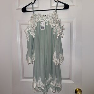 Forever 21 Mint Green and White Lace Mini Dress